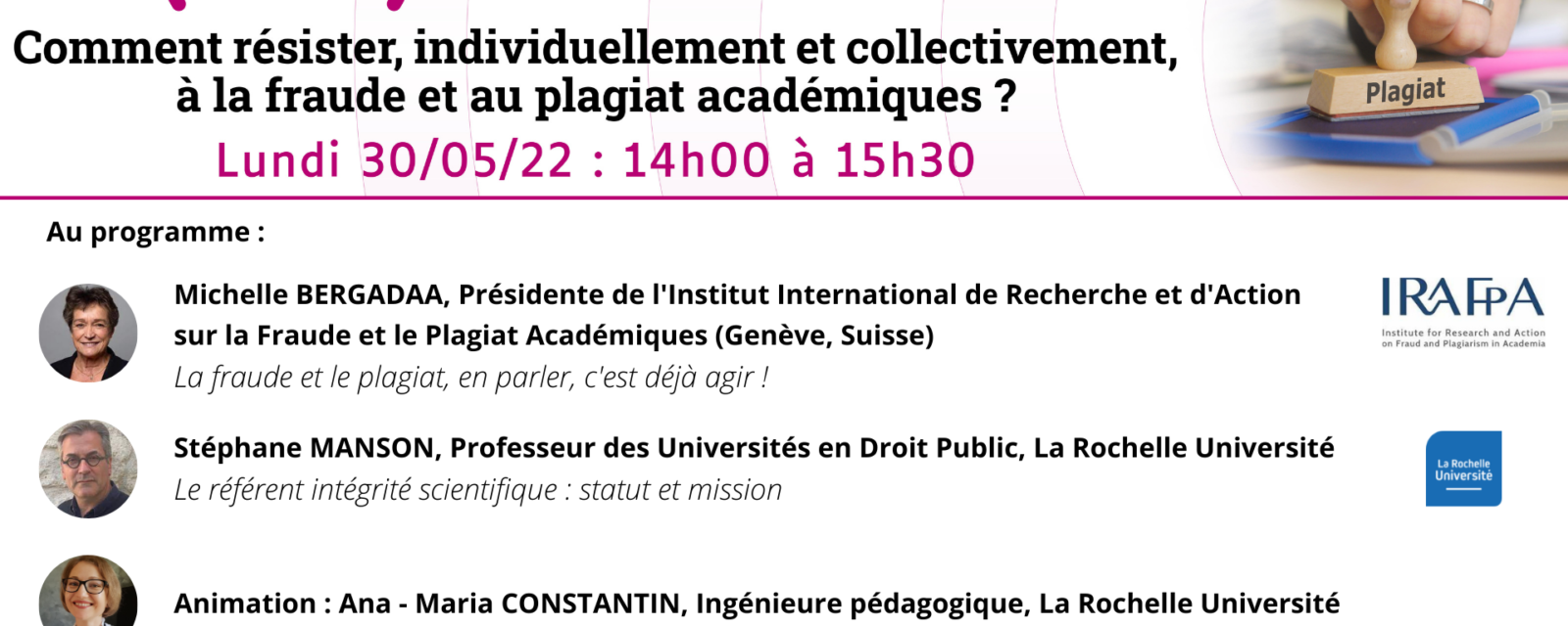 Webinaire sur la fraude et au plagiat académiques